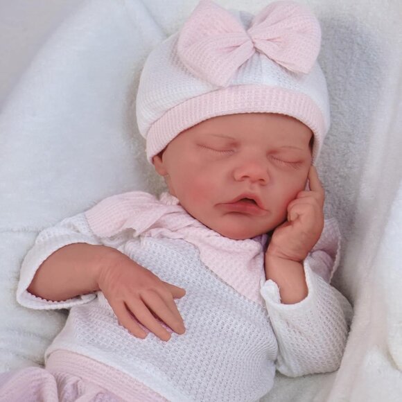 18.1in Full Silicone nude Reborn Baby Dolls BOY Lifelike Sleeping Reborn Doll - Picture 7 of 7